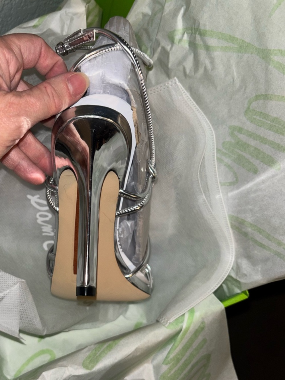 2/$120 SAM EDeLMAN NIB Silver Isadora Ankle Strap Sandal, Metallic Heels - Picture 14 of 16